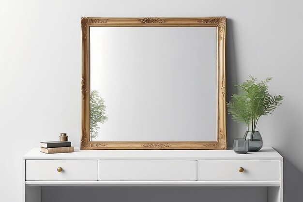 Photo bedroom vanity mirror mockup blank white space design showcase