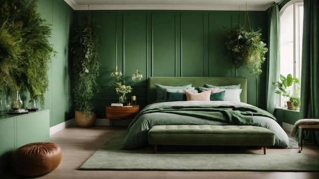사진 bedroom with a green wall