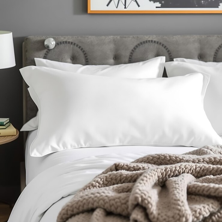 Photo a bedroom with a bed and a painting on the wall