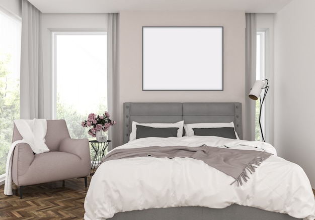 Bedroom with horizontal frame