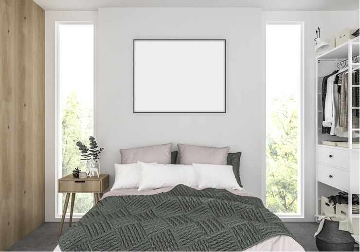 Photo bedroom with horizontal frame