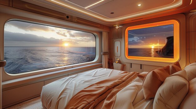 Bedroom With Large Window Overlooking Ocean