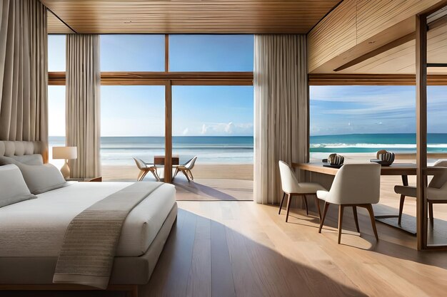 Bedroom with a view of the ocean and ocean
