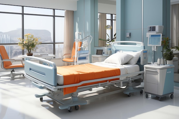 Beds in the hospital room