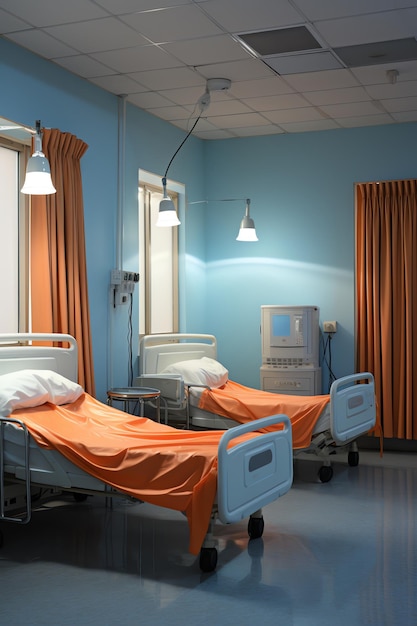 Beds in the hospital room