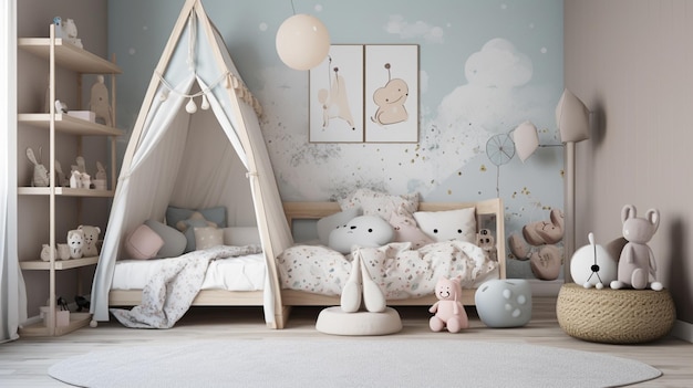 A bedsheed design with light colors tedy bear