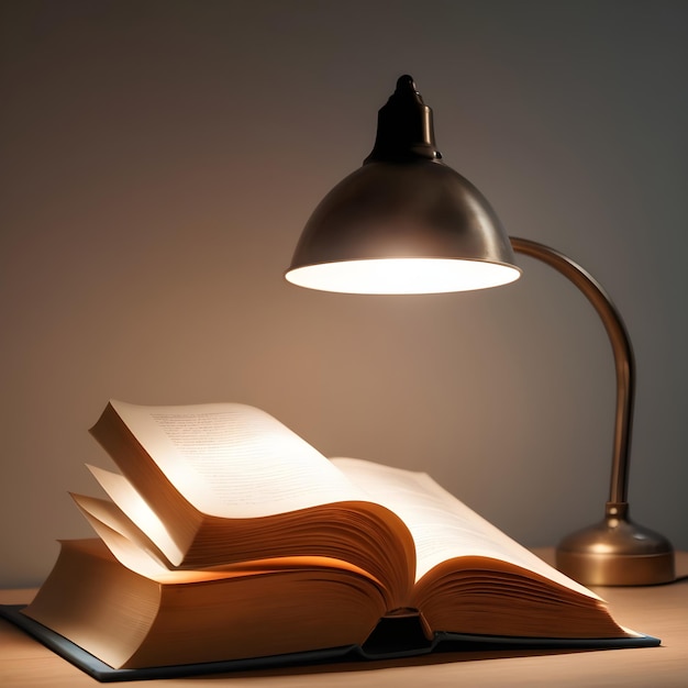 Bedside Lamp Emitting Soft Light Over Book