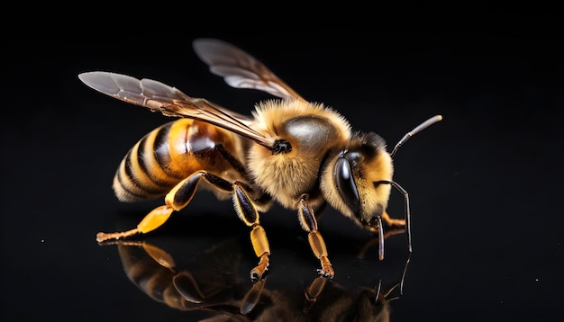 Photo bee on a black background