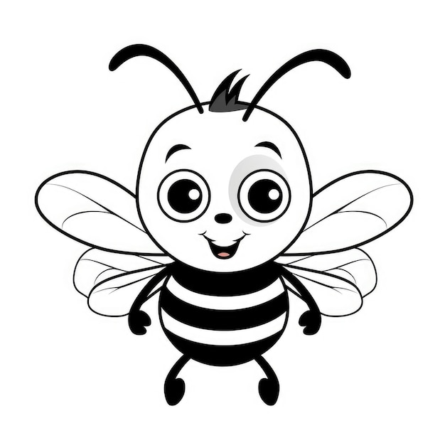 Bee Bonanza — яркая детская книжка-раскраска с дружелюбными мультяшными пчелами и жирными линиями на чистом белом фоне.