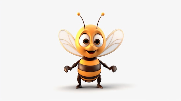 Bee cartoon isolated white background Ai generative