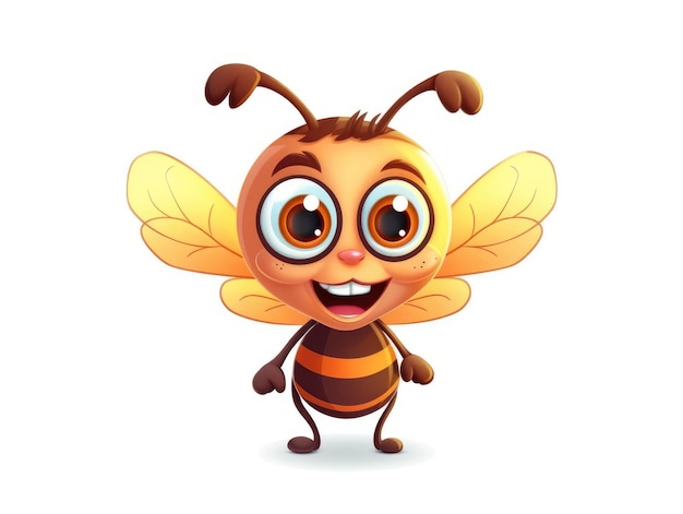 Bee in Cartoon Style on white background generative AI