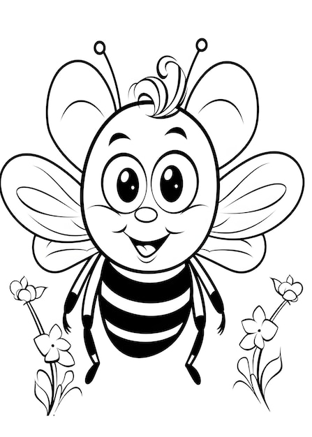 Foto pagina da colorare bee honey bee line art pagina da colore bee outline illustrazione per la pagina da colorare animali pagina da colori cute bee pagine da colorare e libro ai generative