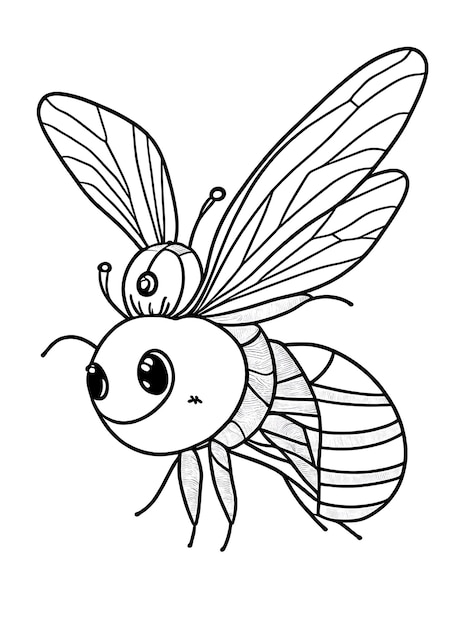 Photo bee coloring page for kids