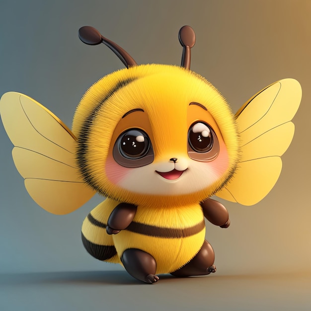 Photo bee cute animal fat baby conlorful and realistic 3d