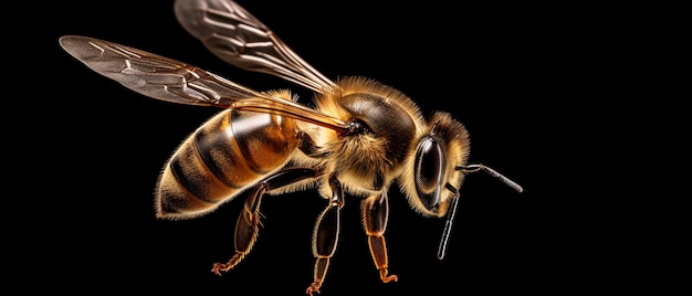 Bee in Flight on Transparent Background