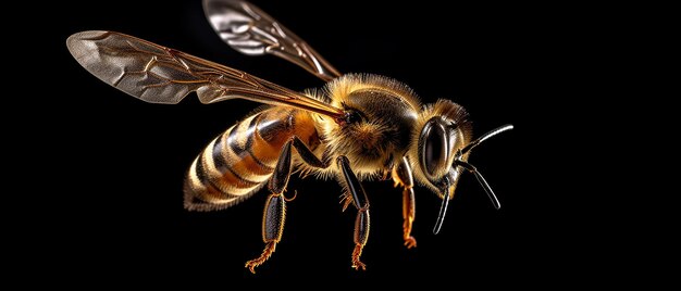 Bee in Flight on Transparent Background