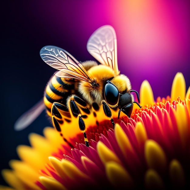 A bee flower background amp Ai generated