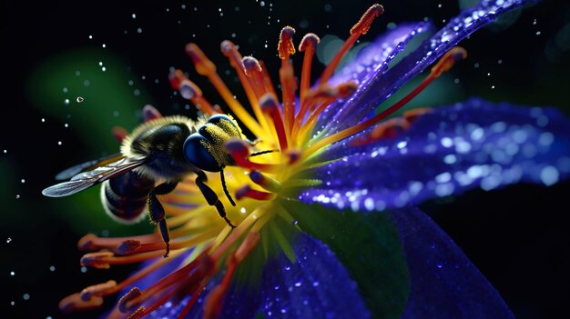 Bee on a flower close up