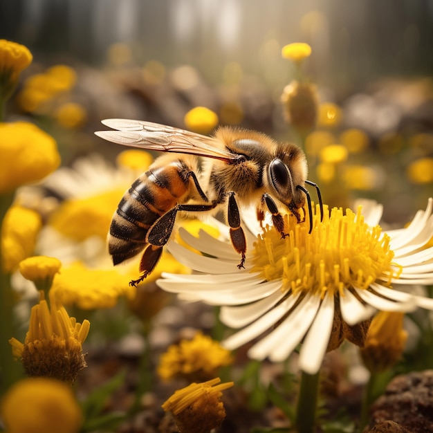 Bee on a flower collecting pollen