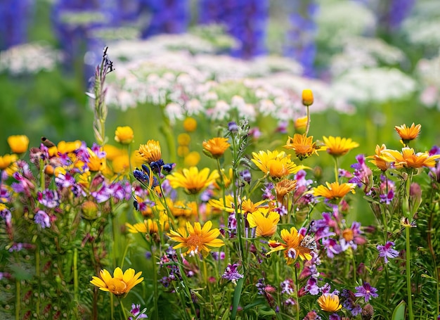 a bee and flower garden landscape