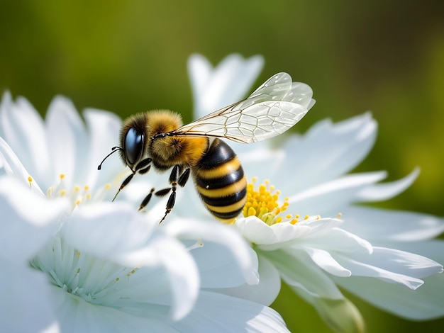 Bee on the flower in nature