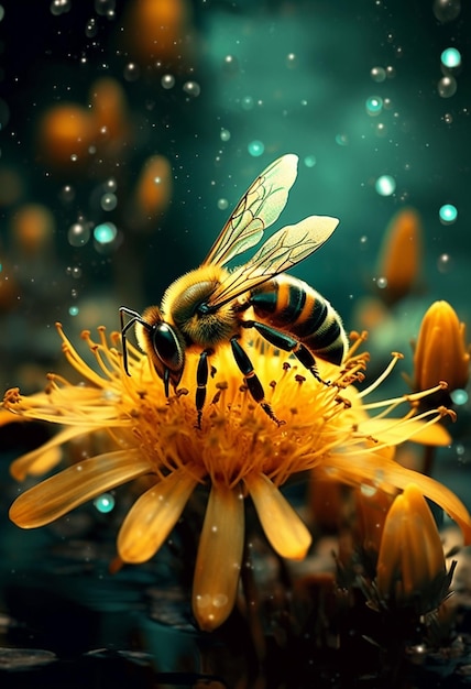 Premium AI Image | A bee on a flower wallpapers