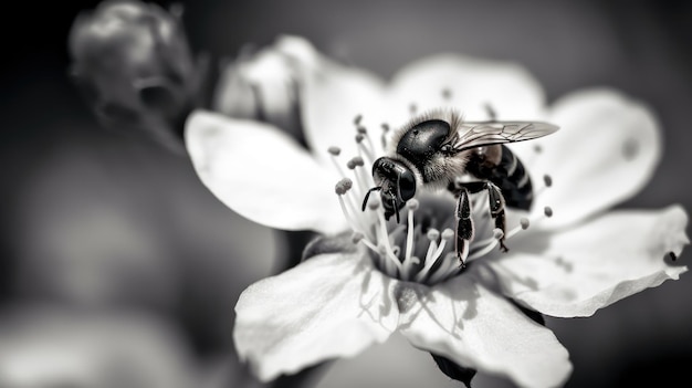 A bee on a flower with a bee on it