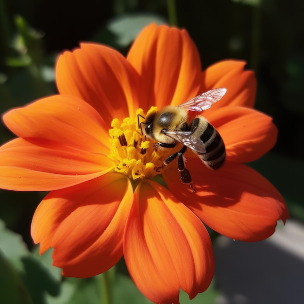 花にとまるハチと蜂