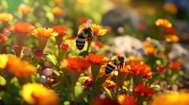 A bee on a flower