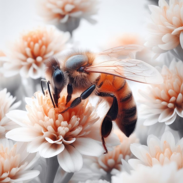 bee and flowers background