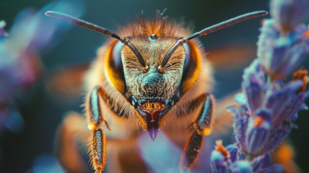 Bee Gathering Nectar on Flower