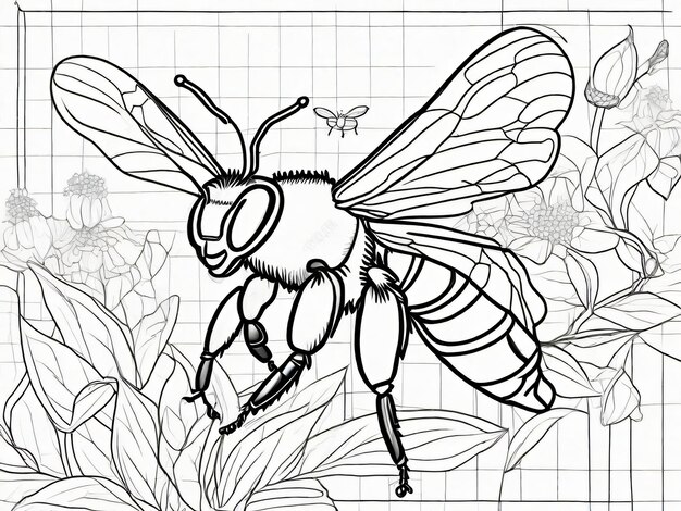 Photo bee hand drawn outline illustration