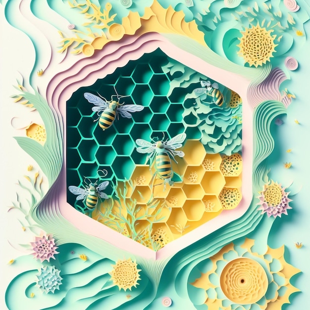 bee hive art from papercraft