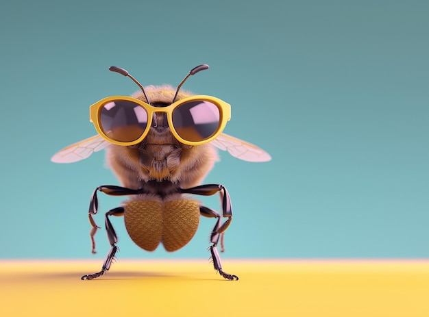벌 곤충 동물은 선글라스 그림자 안경을 착용합니다.