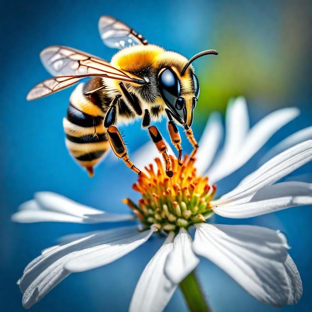 a bee is eating a flower from a flower