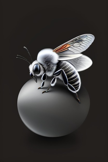 A bee is embracing a ball