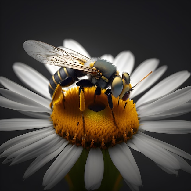 A bee is on a flower with a white center.