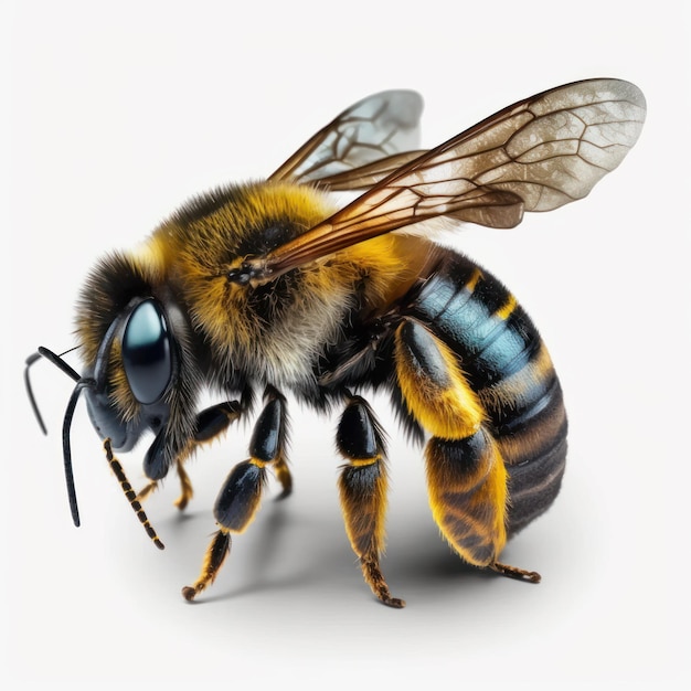 Bee is shown on white background Generative AI