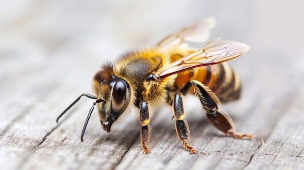 Bee isolated on white background Close up of honeybee