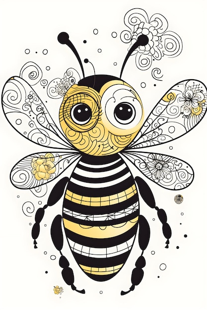 Пчела изолирована на белой генеративной иллюстрации высокого качества