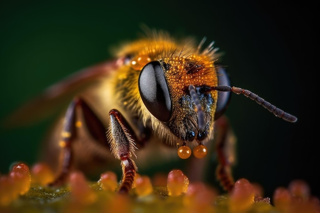 Bee macrofotografie close-up ondiepe focus Generatieve AI