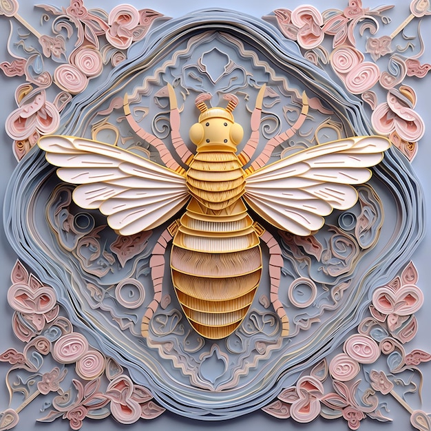 Photo a bee made out of paper