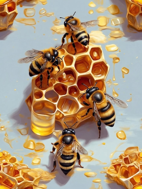 Photo bee and melting honey flower