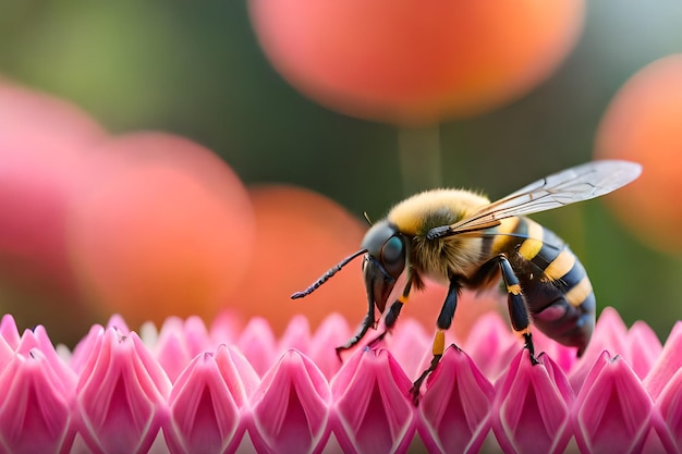 A bee on a pink flower