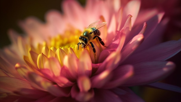 A bee on a pink flower