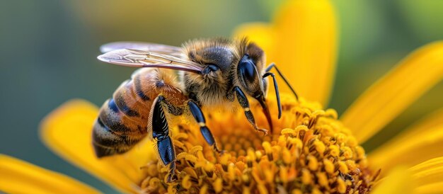 Bee Pollinating Yellow Flower