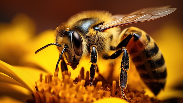 Photo bee taking nectar from a flower