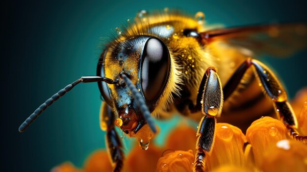 Photo bee taking nectar from a flower