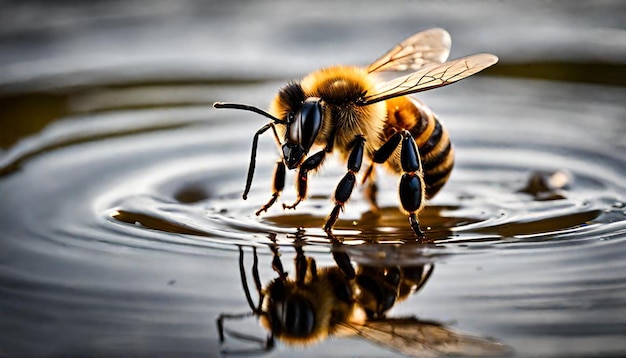 bee on water