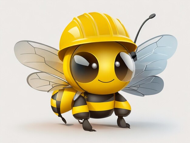 bee wearing construction helmet illustration vector hd